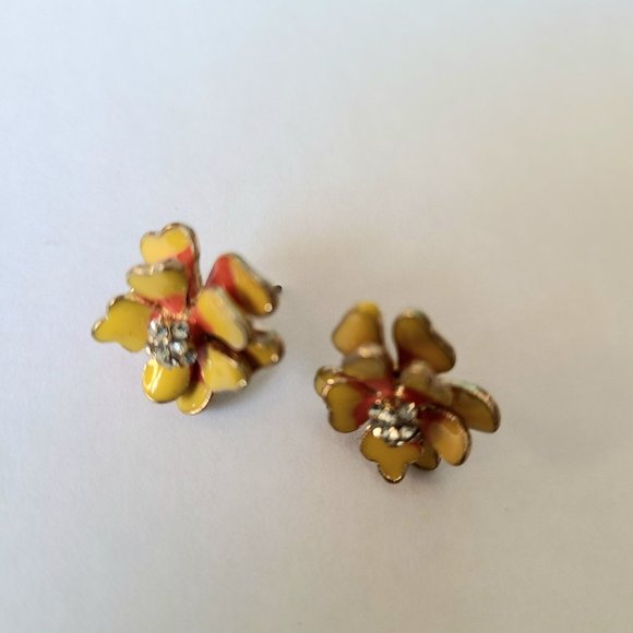 Metal and clear rhinestone earrings. - Picture 6 of 6